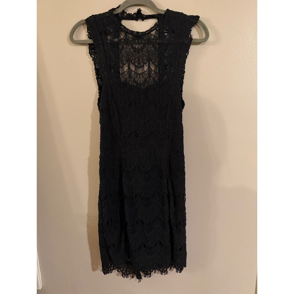 Free People Intimately‎ Black Lace Open Back Mini Dress OB518214 Womens Size S